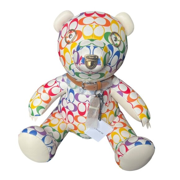 Coach Collectible Bear In Rainbow Signature Canvas CJ954 Limited - Picture 1 of 4
